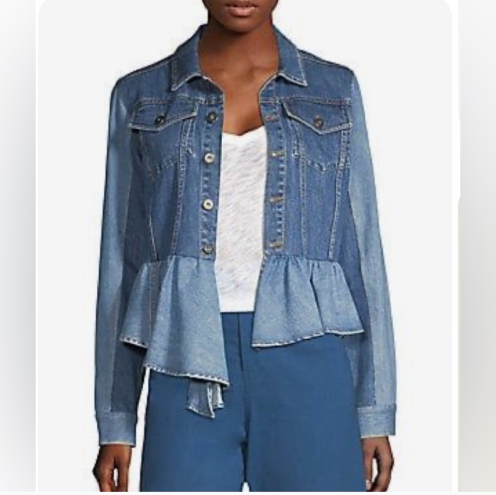 Sea New York Two-Tone Denim Jacket With Peplum